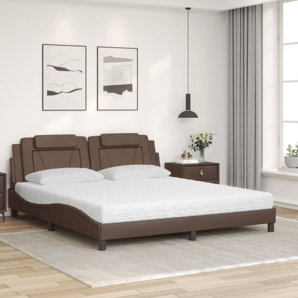 Bett "Viana" mit Matratze Braun 180x200 cm Kunstleder