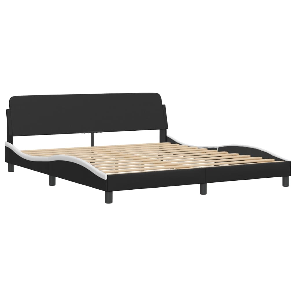 Bett "Viana" mit Matratze Schwarz und Weiß 180x200 cm Kunstleder
