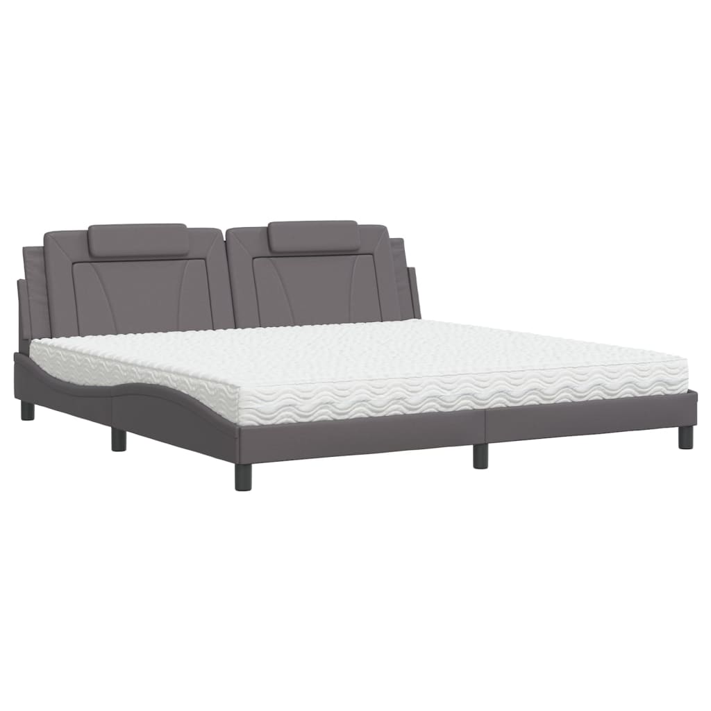 Bett "Viana" mit Matratze Grau 200x200 cm Kunstleder