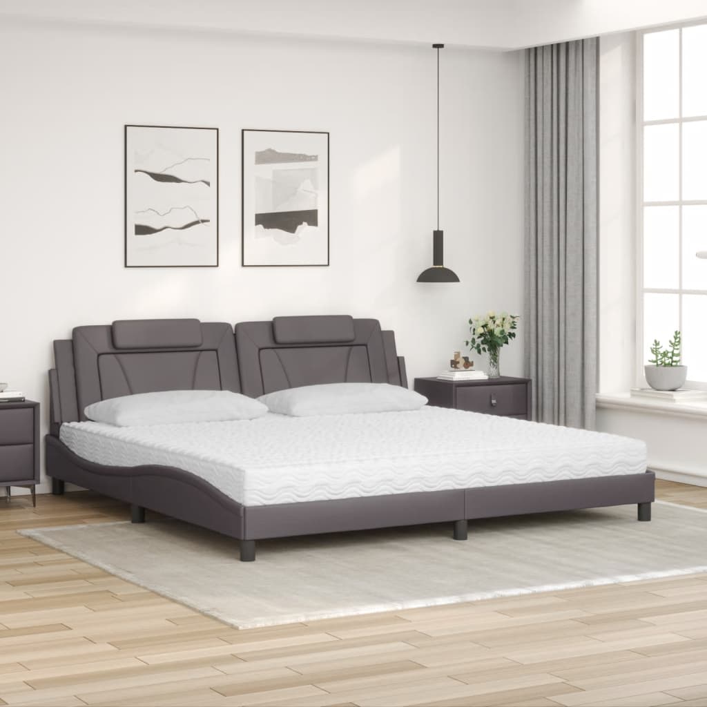 Bett "Viana" mit Matratze Grau 200x200 cm Kunstleder