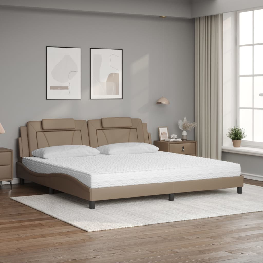 Bett "Viana" mit Matratze Cappuccino-Braun 200x200 cm Kunstleder
