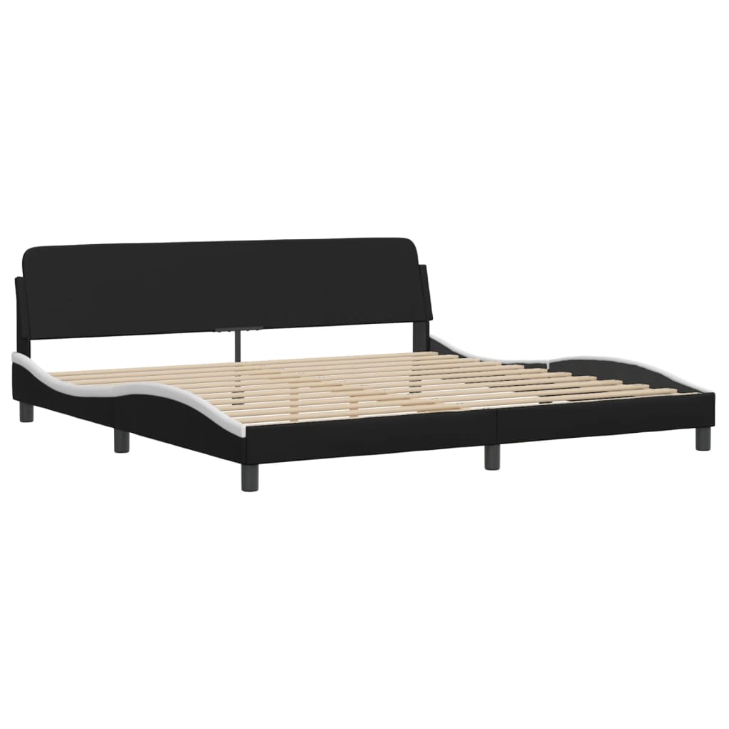 Bett "Viana" mit Matratze Schwarz und Weiß 200x200 cm Kunstleder