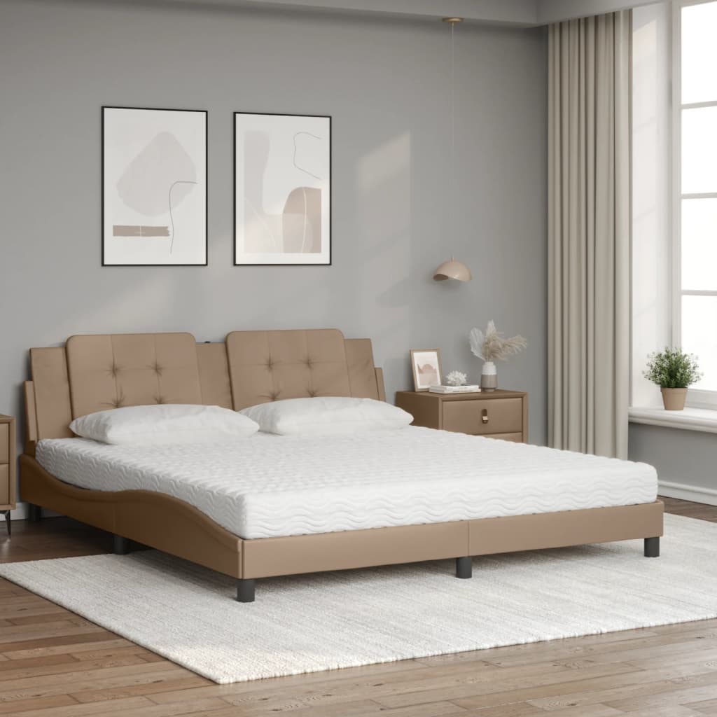 Bett mit Matratze "Zadar" Cappuccino-Braun 180x200 cm Kunstleder
