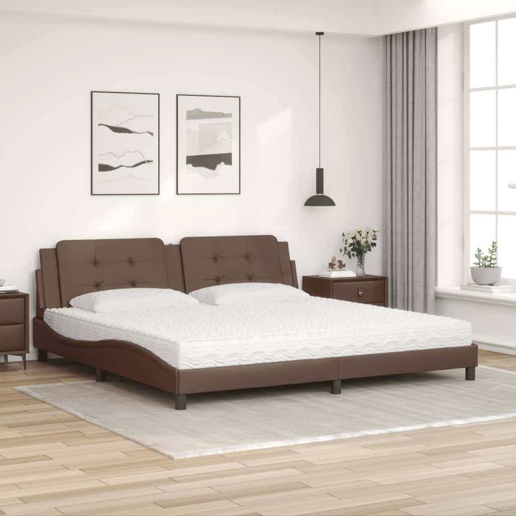 Bett mit Matratze "Zadar" Braun 200x200 cm Kunstleder
