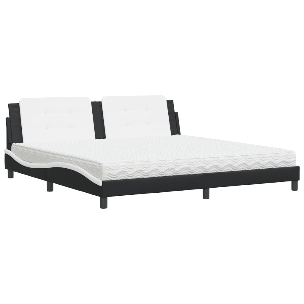 Bett mit Matratze "Zadar" Schwarz und Weiß 200x200 cm Kunstleder