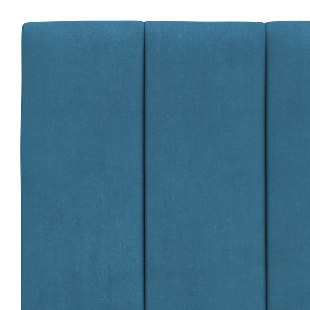 Cadre de lit avec LED sans matelas « Hanko » Bleu 90x190 cm Velours