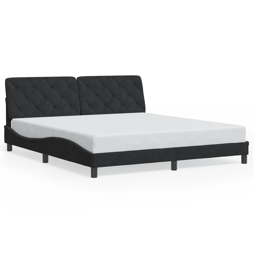 Bettgestell mit LED ohne Matratze Schwarz 180x200 cm Samt