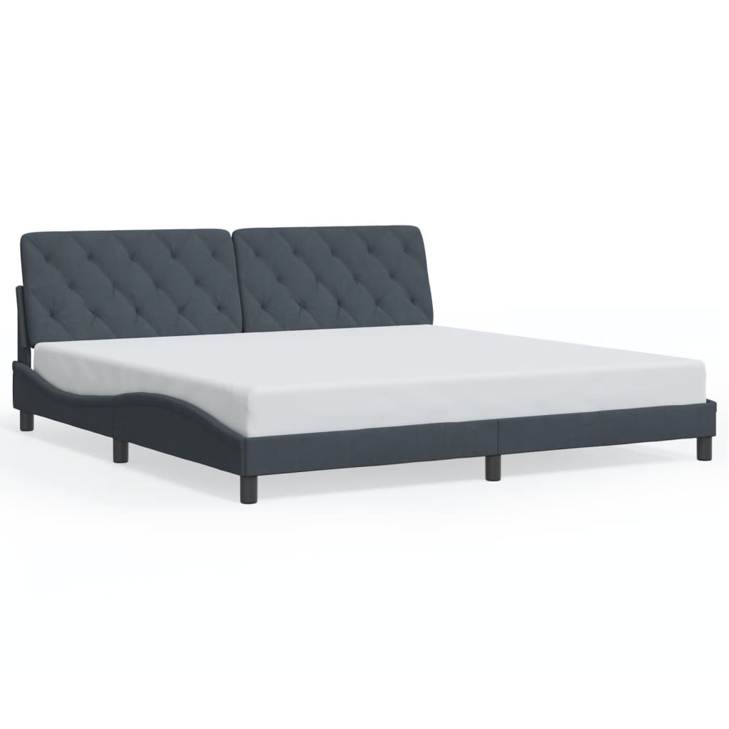 Bettgestell mit LED ohne Matratze Dunkelgrau 200x200 cm Samt