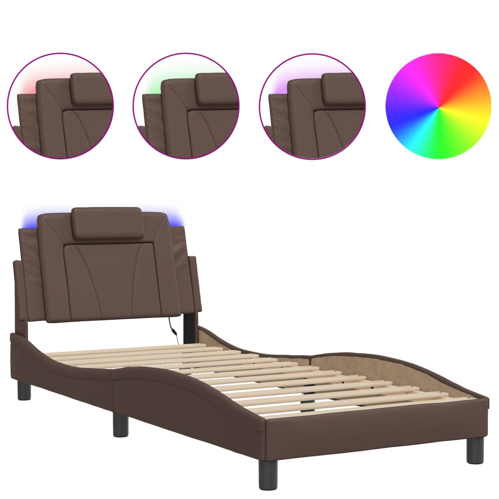 Bettgestell "Viana" mit LED ohne Matratze Braun 90x190 cm