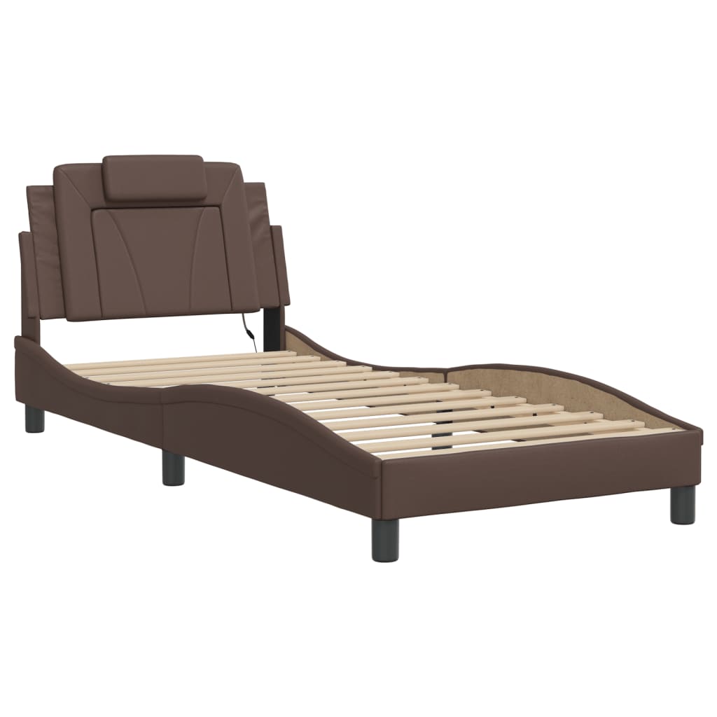 Bettgestell "Viana" mit LED ohne Matratze Braun 90x190 cm