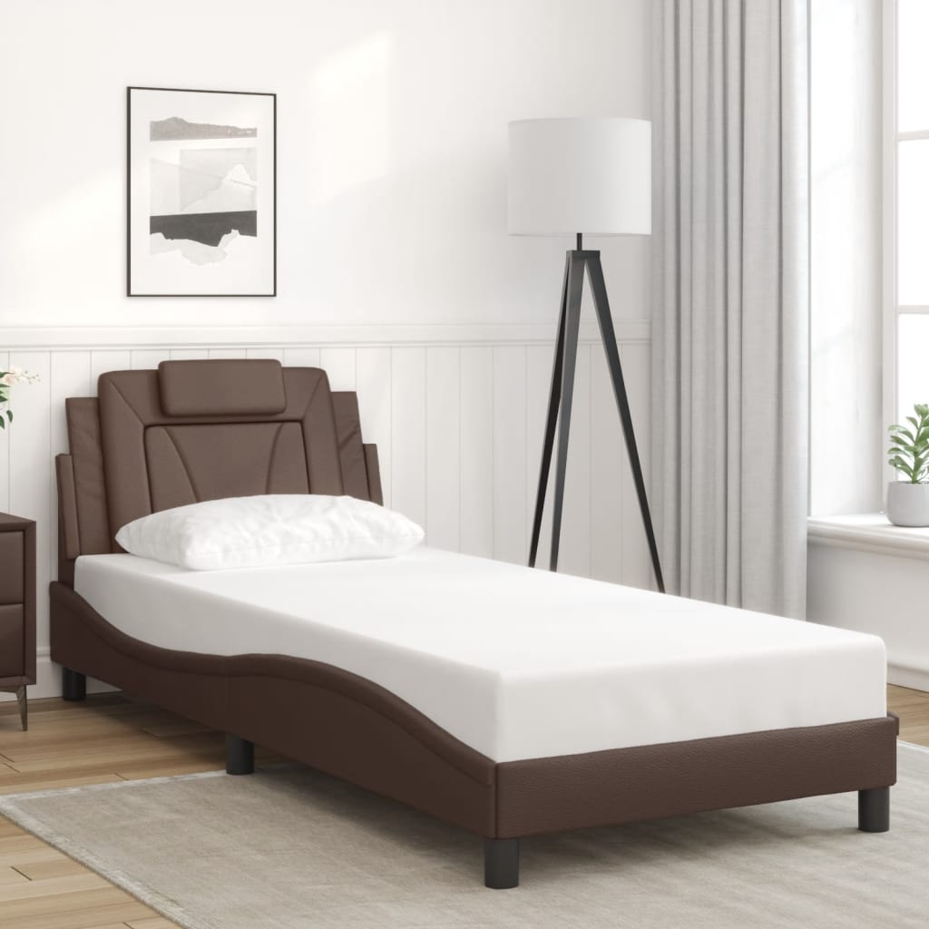 Bettgestell "Viana" mit LED ohne Matratze Braun 90x190 cm