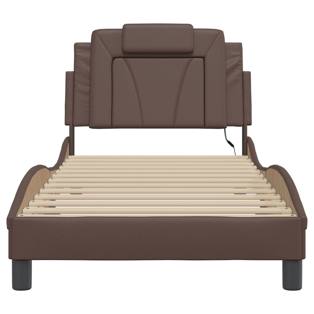 Bettgestell "Viana" mit LED ohne Matratze Braun 90x190 cm