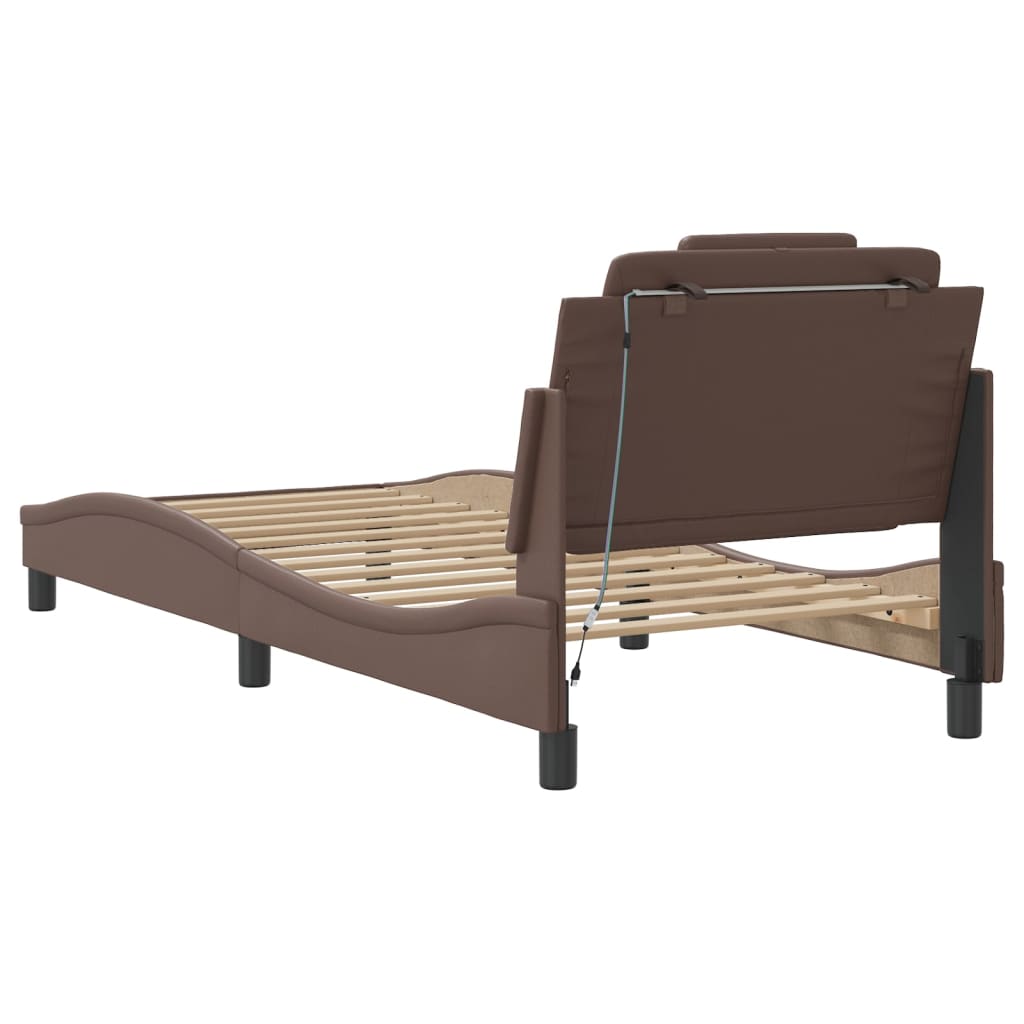 Bettgestell "Viana" mit LED ohne Matratze Braun 90x190 cm