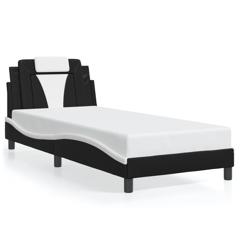 Bettgestell "Viana" mit LED ohne Matratze Schwarz und Weiß 90x190 cm