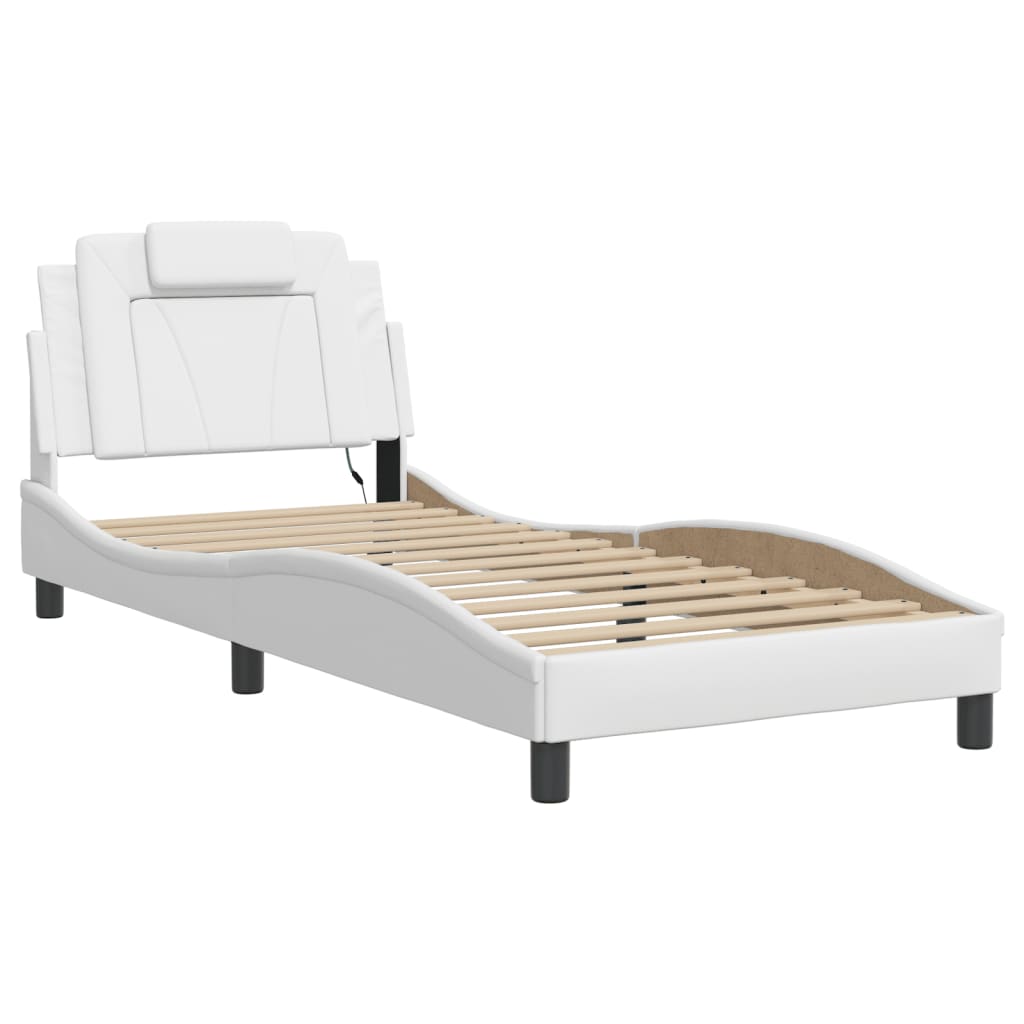 Bettgestell "Viana" mit LED ohne Matratze Weiß 90x200 cm