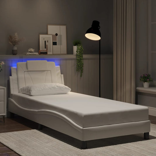 Bettgestell "Viana" mit LED ohne Matratze Weiß 90x200 cm
