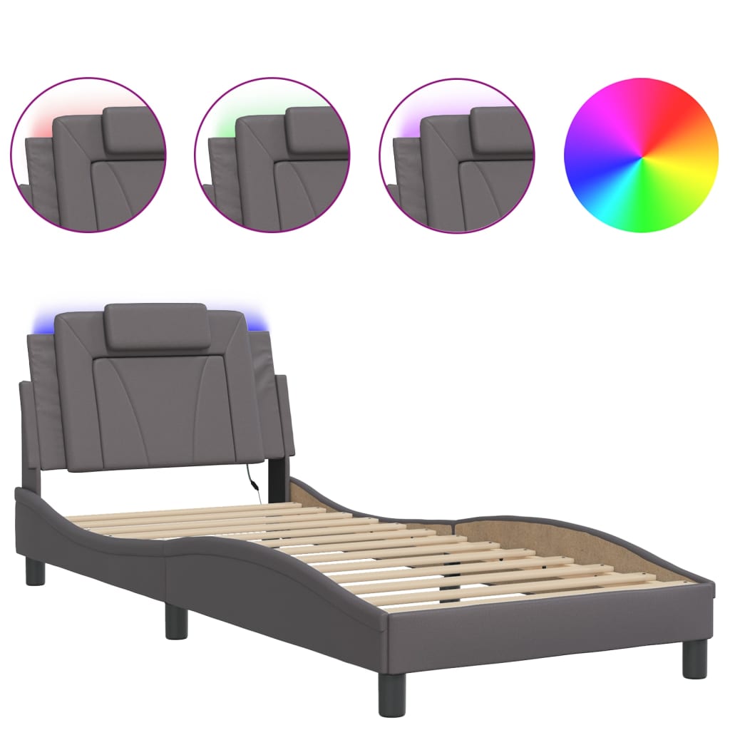 Bettgestell "Viana" mit LED ohne Matratze Grau 90x200 cm
