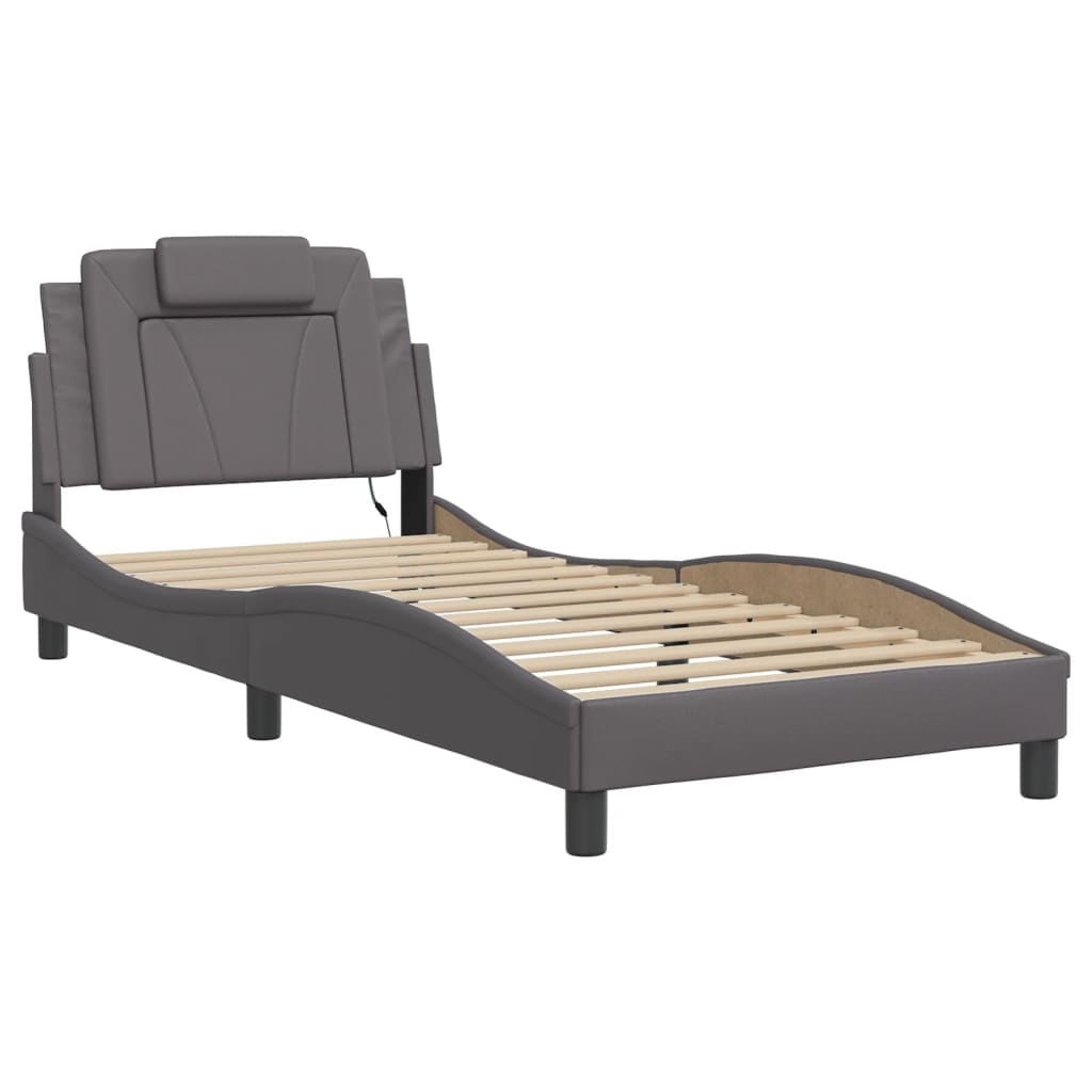 Bettgestell "Viana" mit LED ohne Matratze Grau 90x200 cm