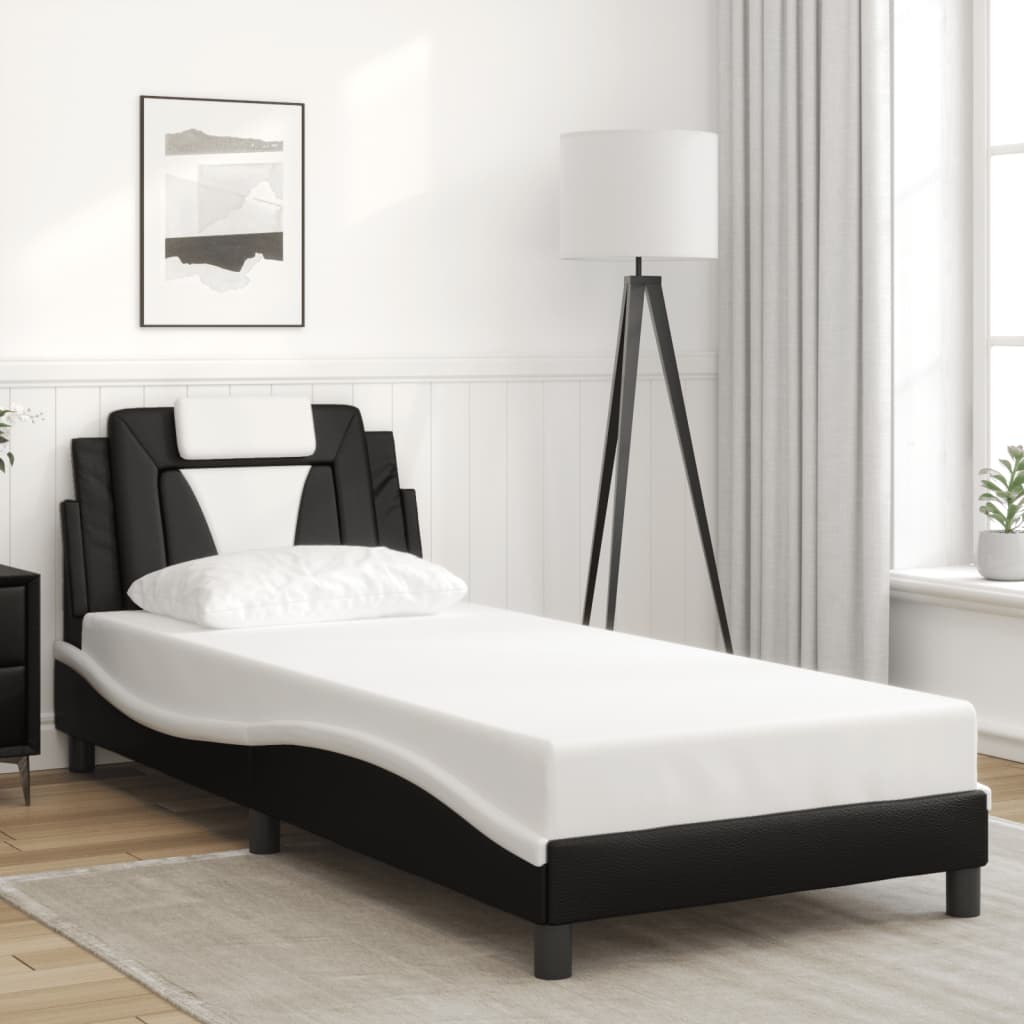 Bettgestell "Viana" mit LED ohne Matratze Schwarz und Weiß 90x200 cm