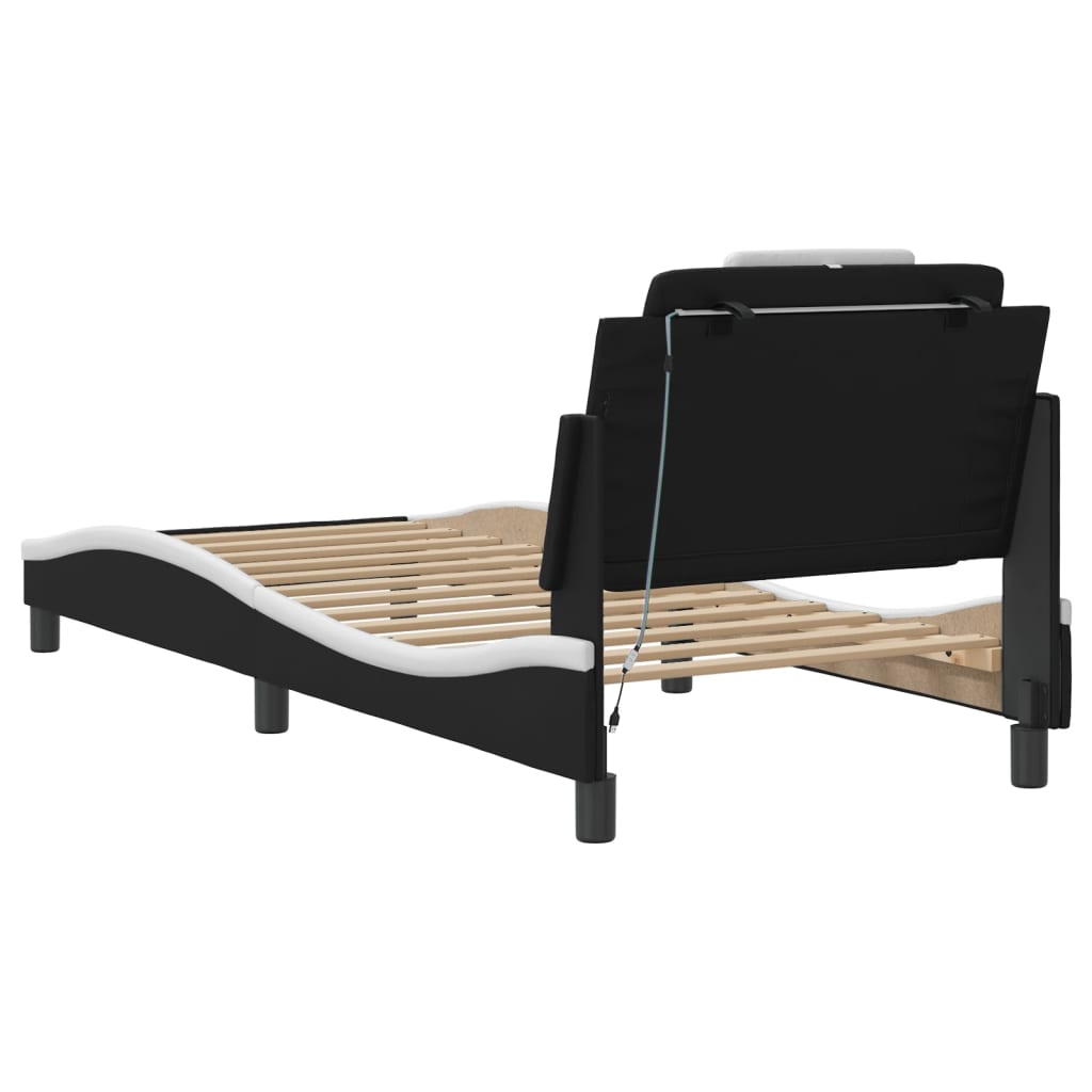 Bettgestell "Viana" mit LED ohne Matratze Schwarz und Weiß 90x200 cm