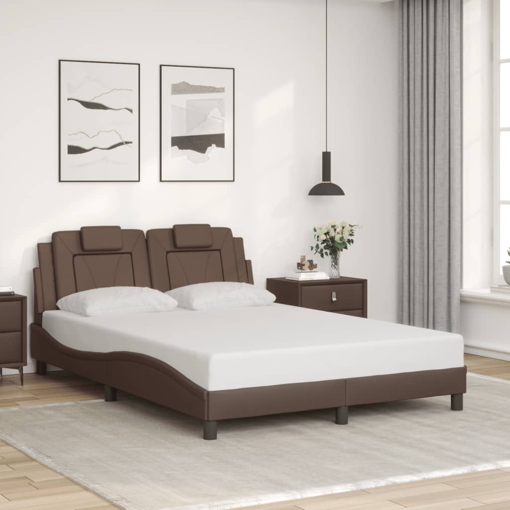 Bettgestell "Viana" mit LED ohne Matratze Braun 140x190 cm