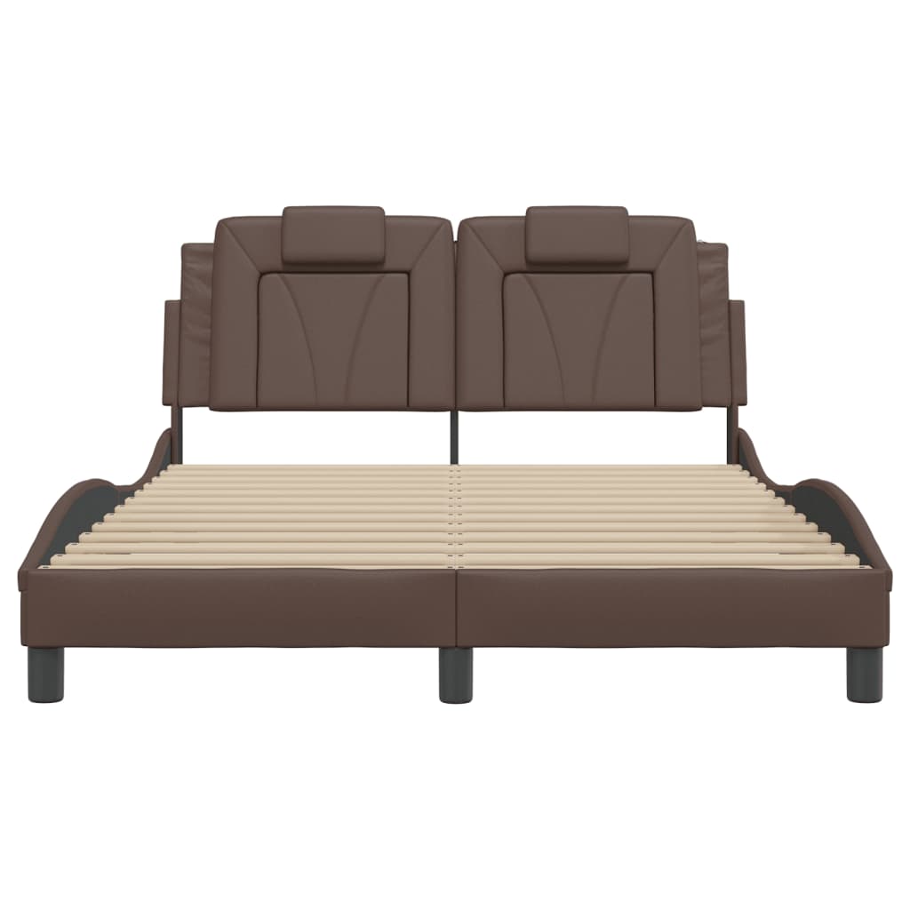 Bettgestell "Viana" mit LED ohne Matratze Braun 140x190 cm