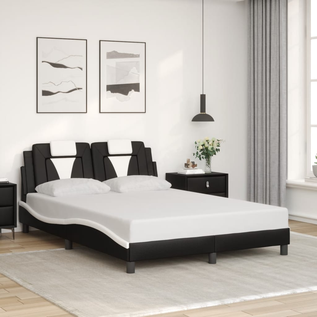 Bettgestell "Viana" mit LED ohne Matratze Schwarz und Weiß 140x190 cm