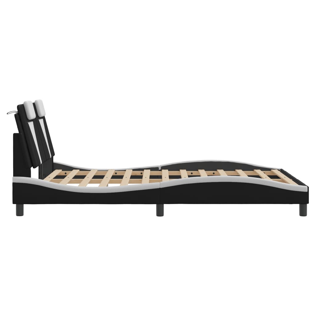 Bettgestell "Viana" mit LED ohne Matratze Schwarz und Weiß 140x190 cm