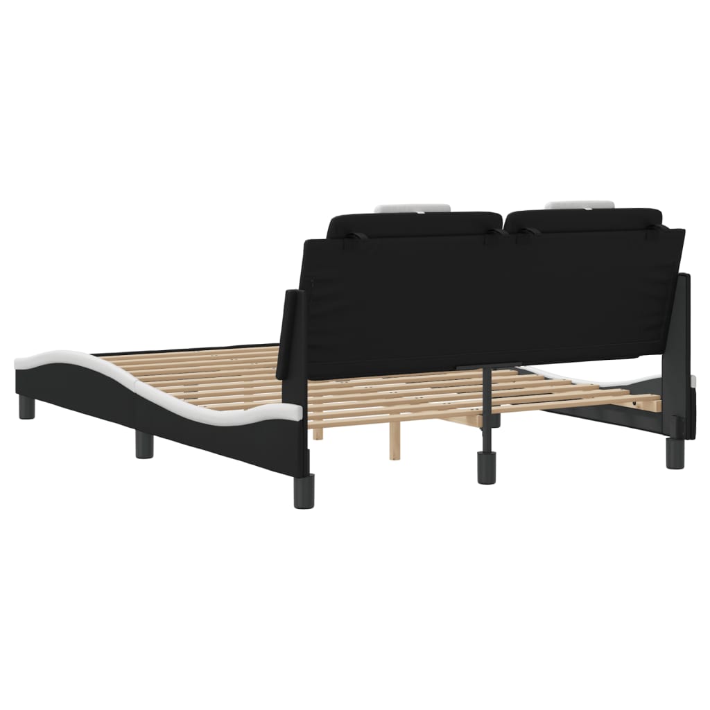 Bettgestell "Viana" mit LED ohne Matratze Schwarz und Weiß 140x190 cm