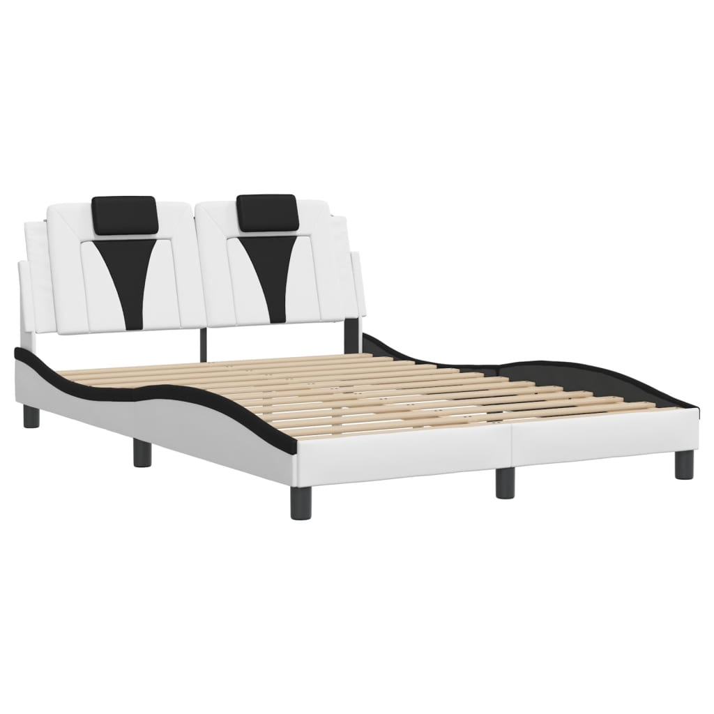 Bettgestell "Viana" mit LED ohne Matratze Weiß und Schwarz 140x190 cm