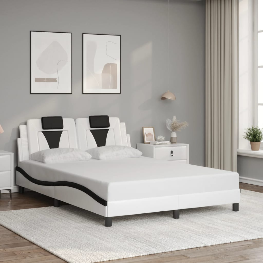 Bettgestell "Viana" mit LED ohne Matratze Weiß und Schwarz 140x190 cm