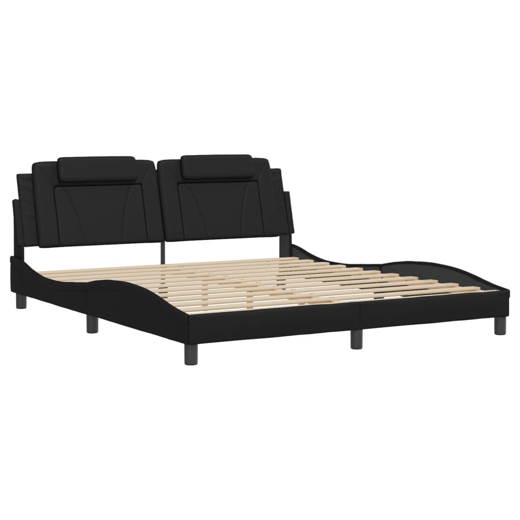 Bettgestell "Viana" mit LED ohne Matratze Schwarz 180x200 cm