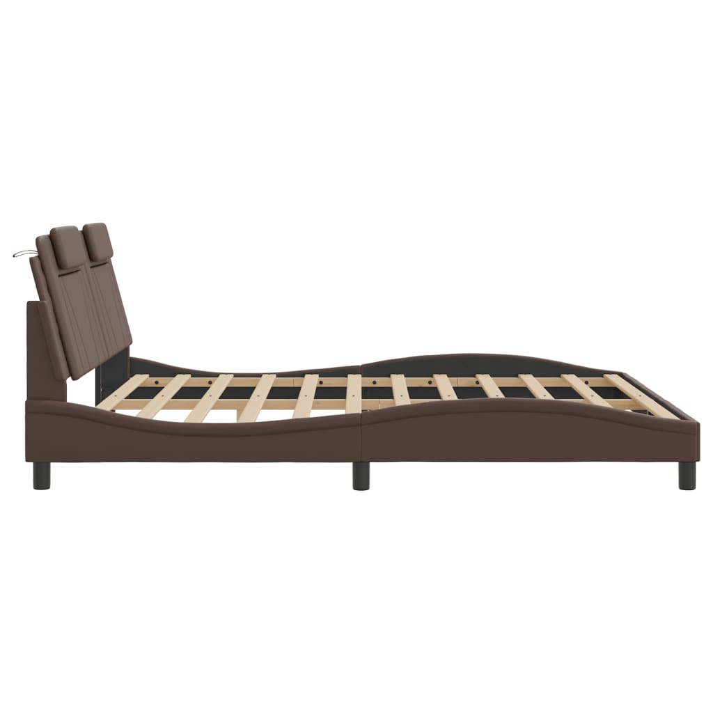Bettgestell "Viana" mit LED ohne Matratze Braun 180x200 cm