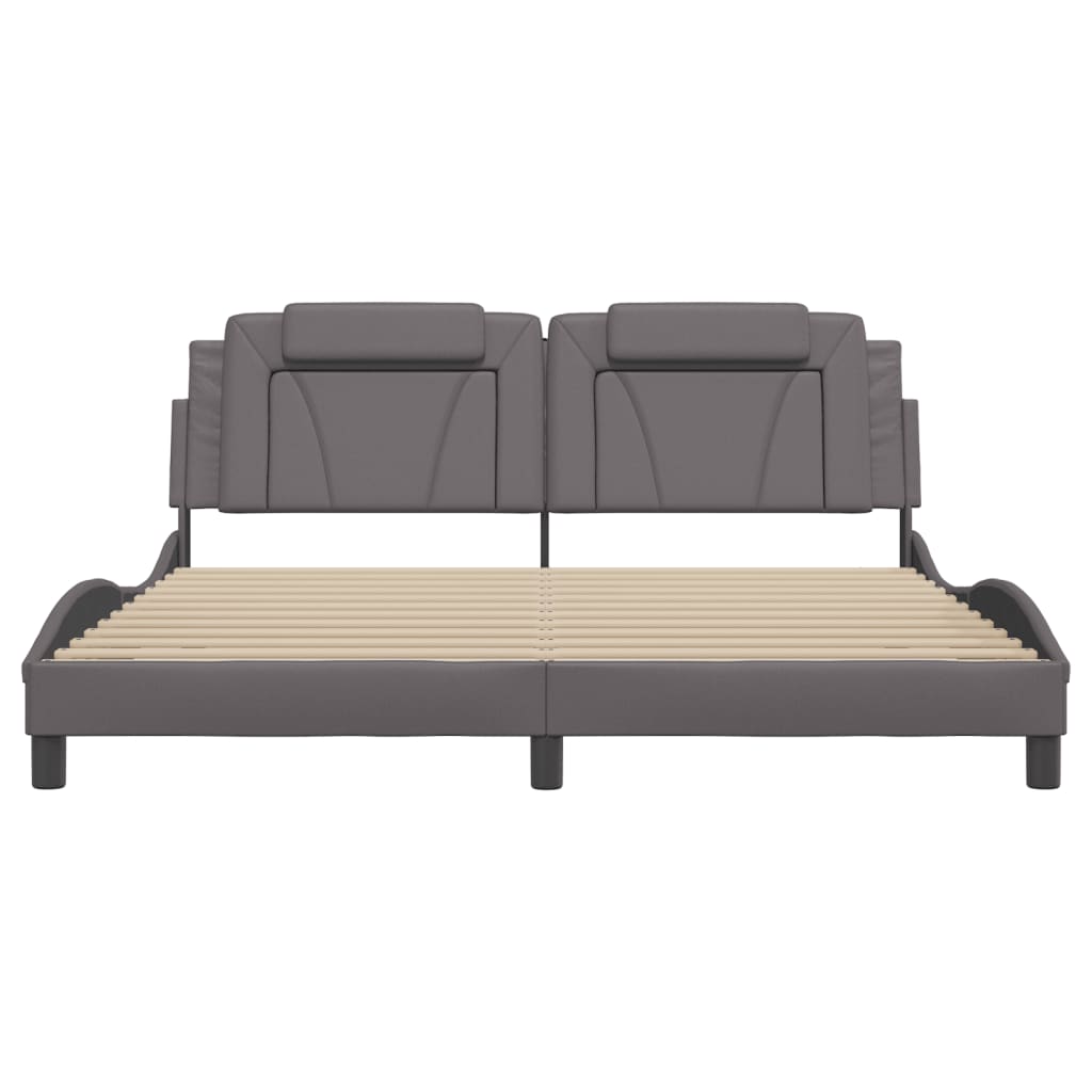 Bed frame with LED grey 180x200 cm artificial leather