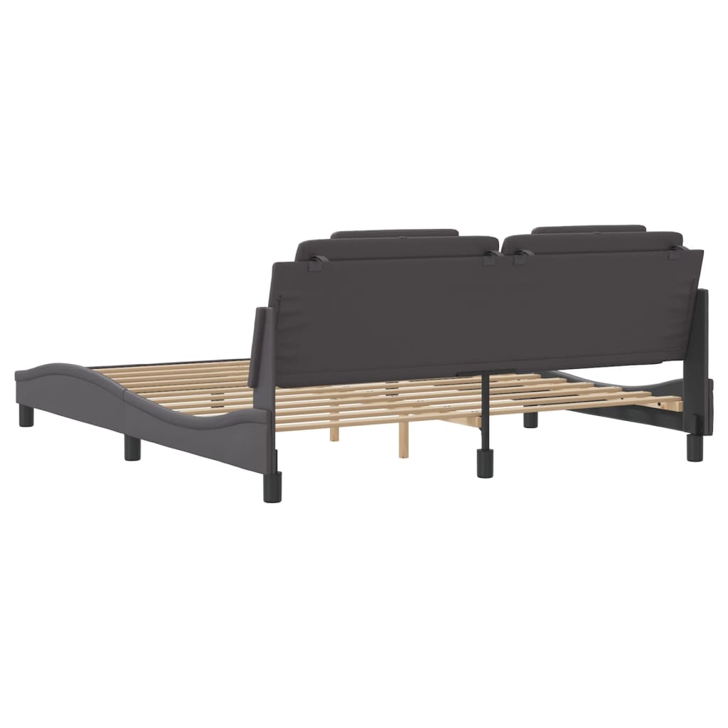 Bed frame with LED grey 180x200 cm artificial leather