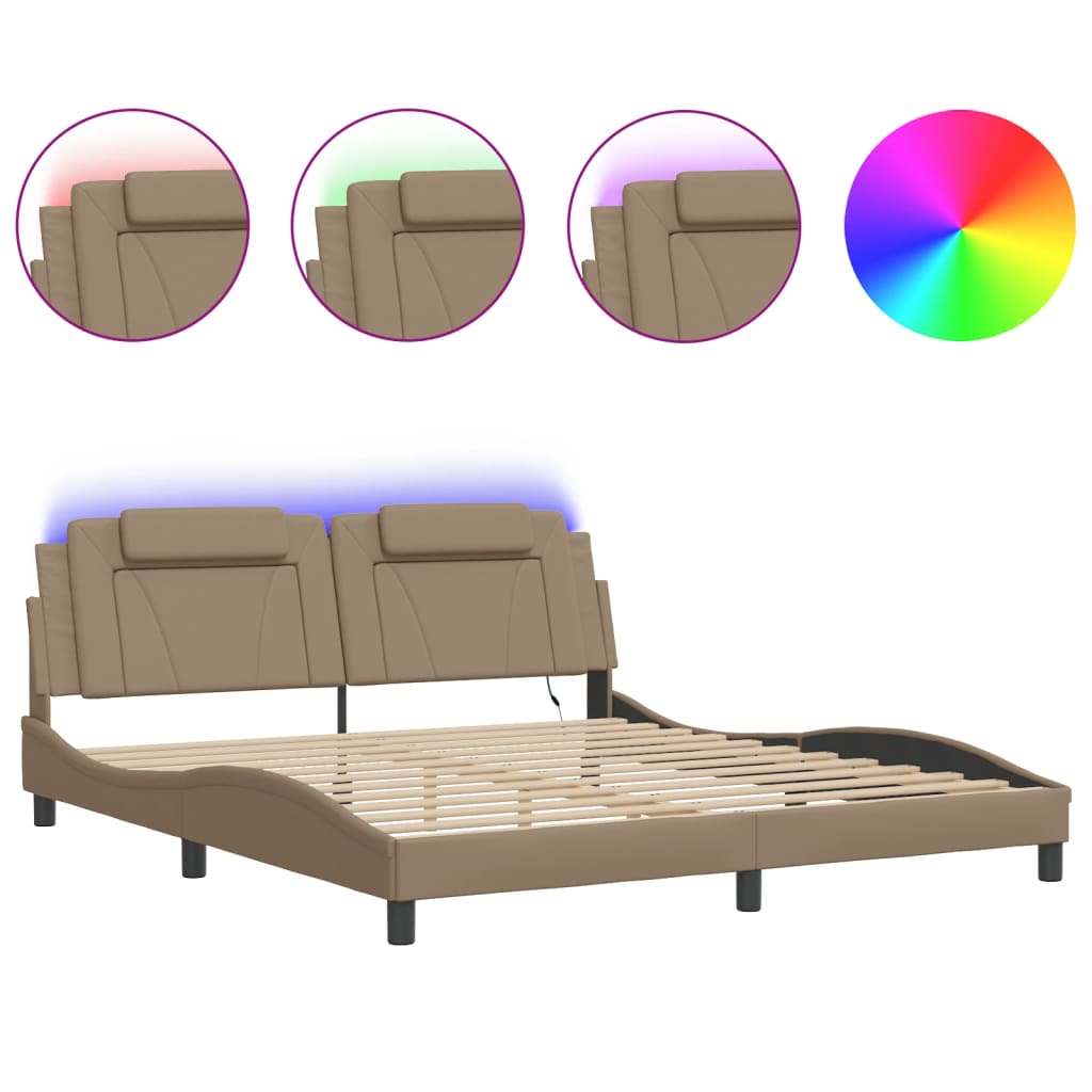 Bettgestell "Viana" mit LED ohne Matratze Cappuccino-Braun 180x200 cm