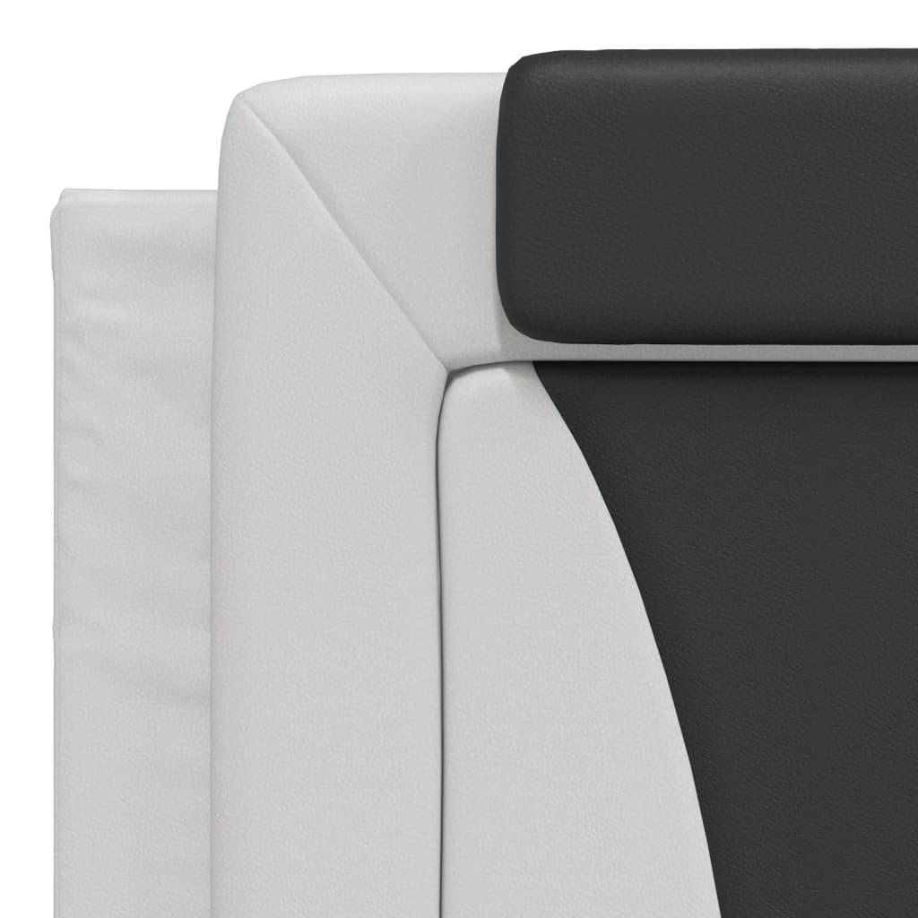 Bed frame with LED white and black 180x200 cm artificial leather