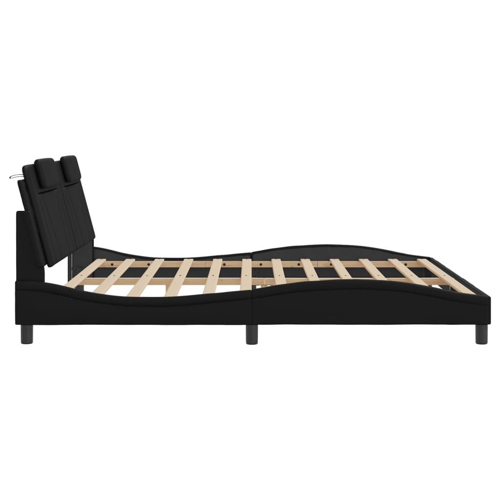 Bettgestell "Viana" mit LED ohne Matratze Schwarz 200x200 cm