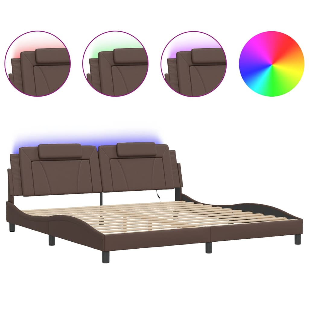 Bettgestell "Viana" mit LED ohne Matratze Braun 200x200 cm