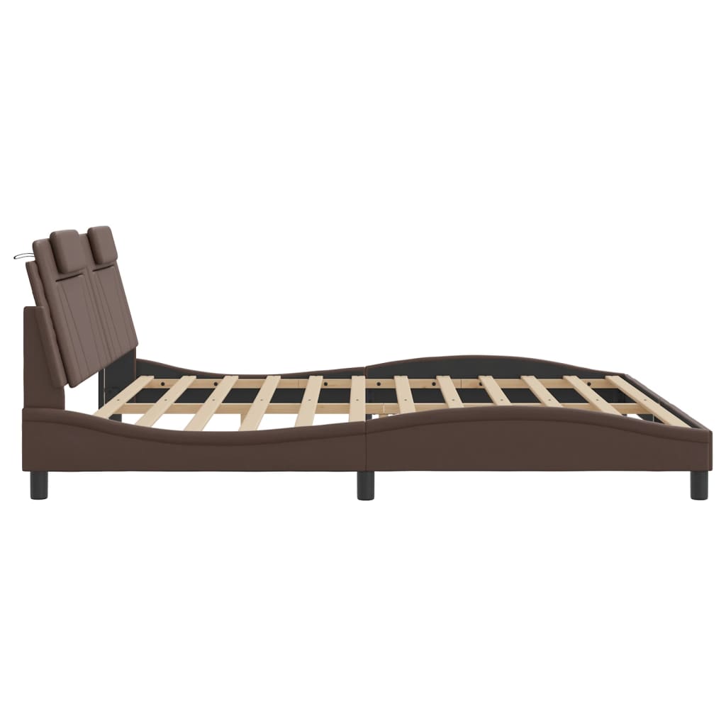 Bettgestell "Viana" mit LED ohne Matratze Braun 200x200 cm