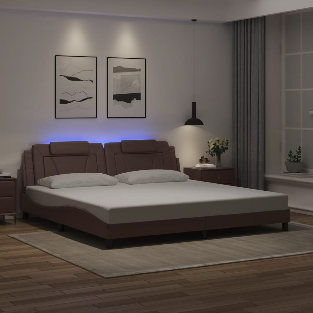 Bettgestell "Viana" mit LED ohne Matratze Braun 200x200 cm