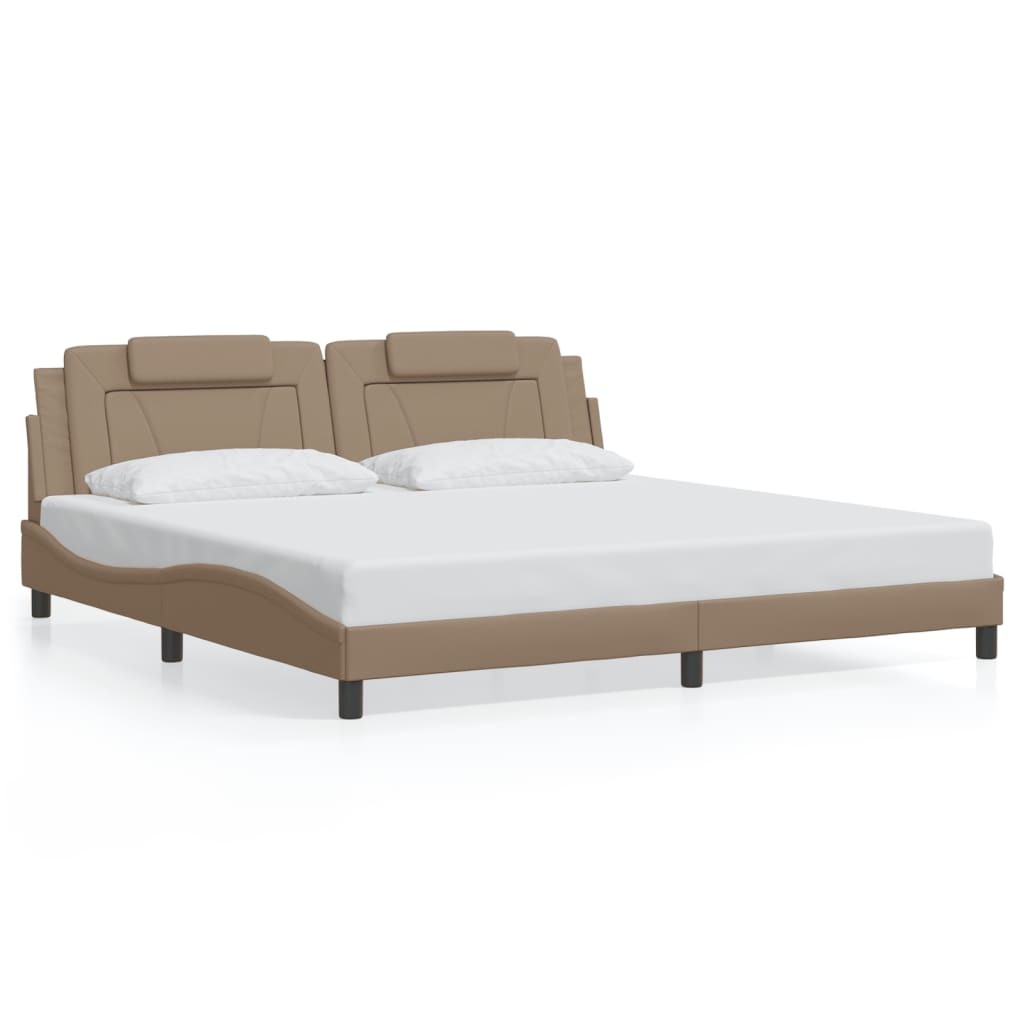 Bettgestell "Viana" mit LED ohne Matratze Cappuccino-Braun 200x200 cm