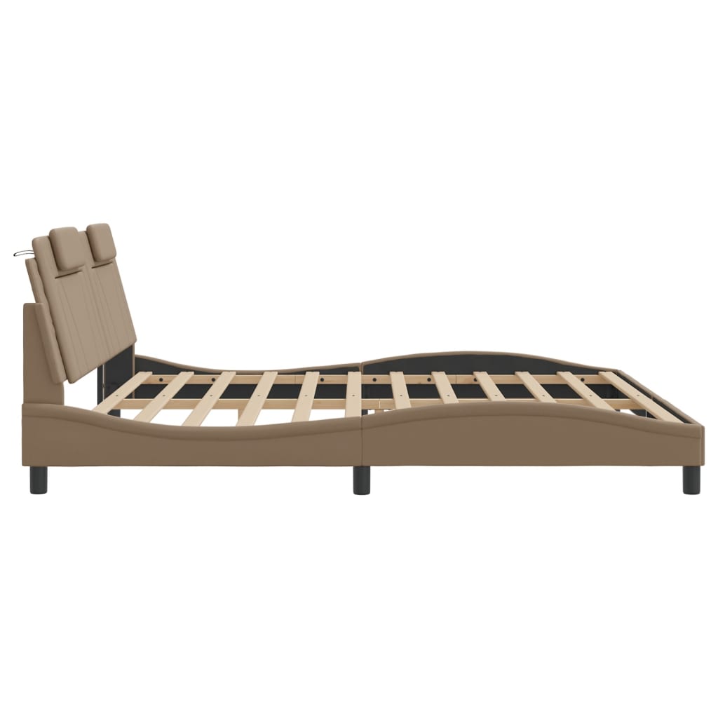 Bettgestell "Viana" mit LED ohne Matratze Cappuccino-Braun 200x200 cm