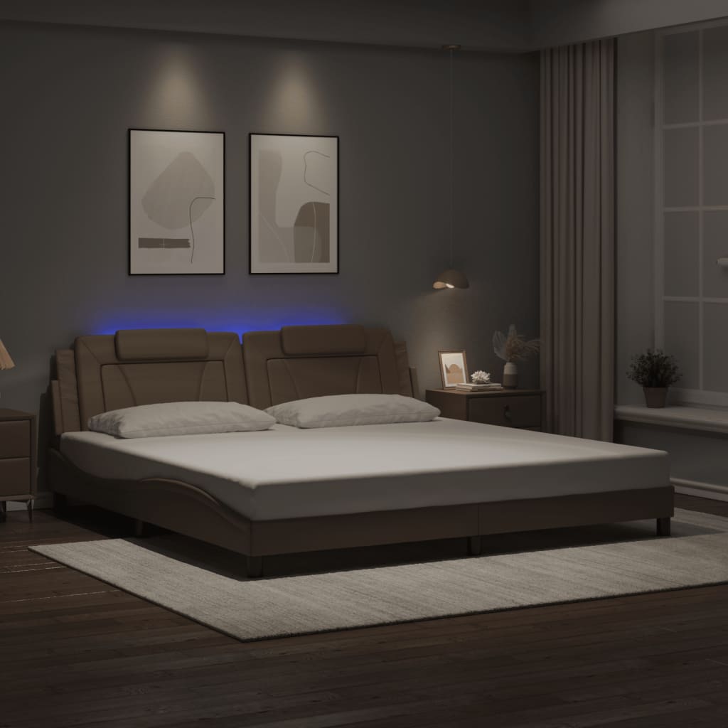 Bettgestell "Viana" mit LED ohne Matratze Cappuccino-Braun 200x200 cm