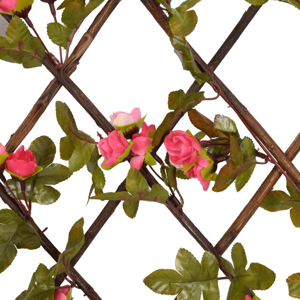 Trellis with Artificial Ivy Expandable Dark Pink 180x20cm