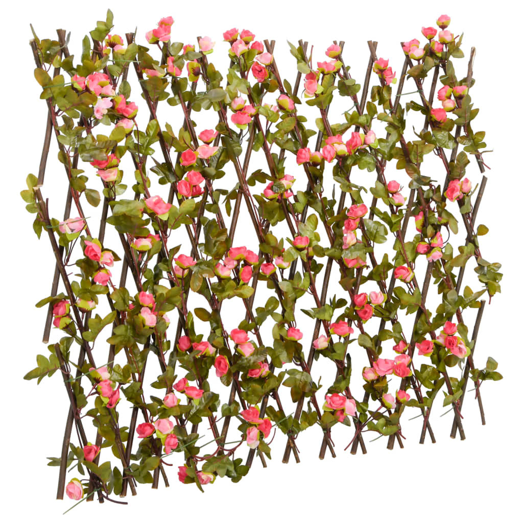 Trellis with Artificial Ivy Expandable Dark Pink 180x60cm