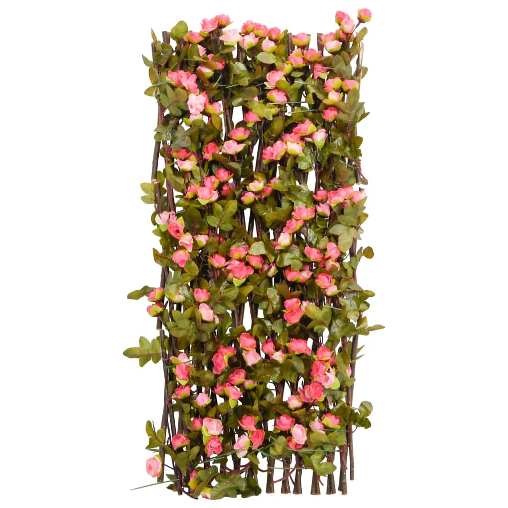 Trellis with Artificial Ivy Expandable Dark Pink 180x60cm