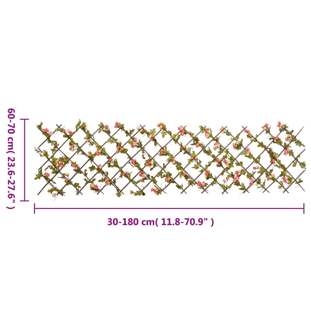 Trellis with Artificial Ivy Expandable Dark Pink 180x60cm