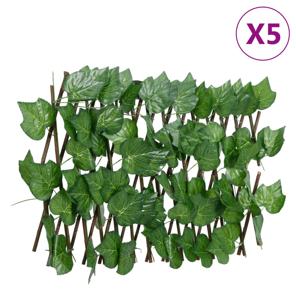 Trellis with Artificial Vine Leaves 5 pcs. Expandable 180x20cm