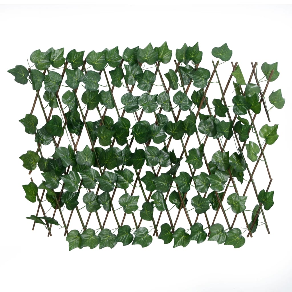 Trellis with Artificial Vine Leaves Expandable Green 190x60 cm